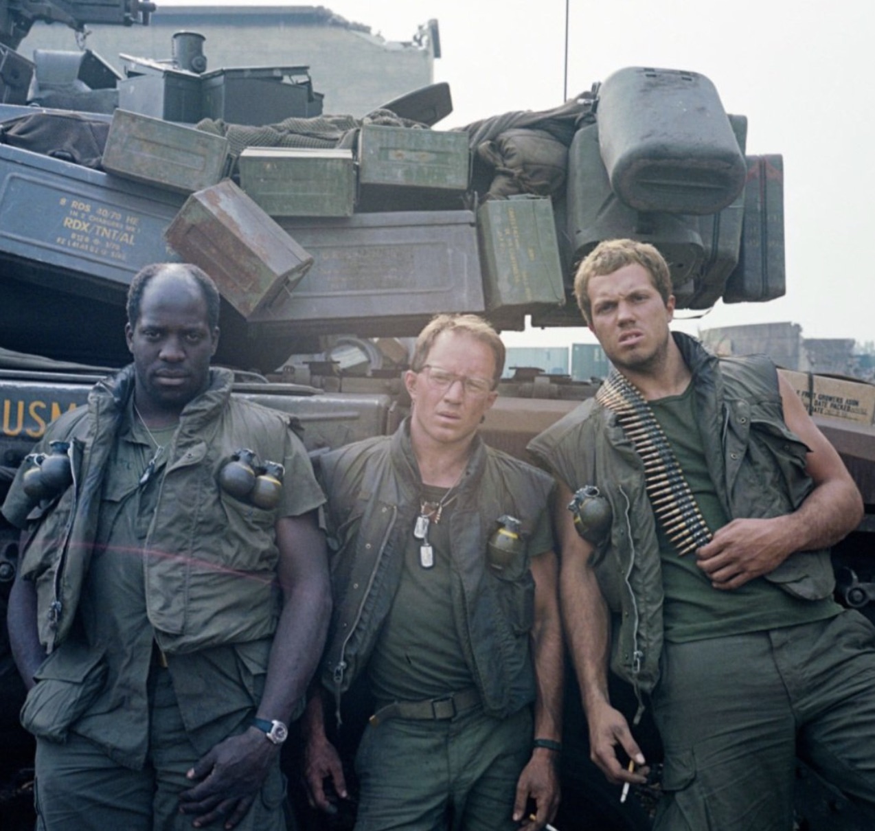 The cast between takes